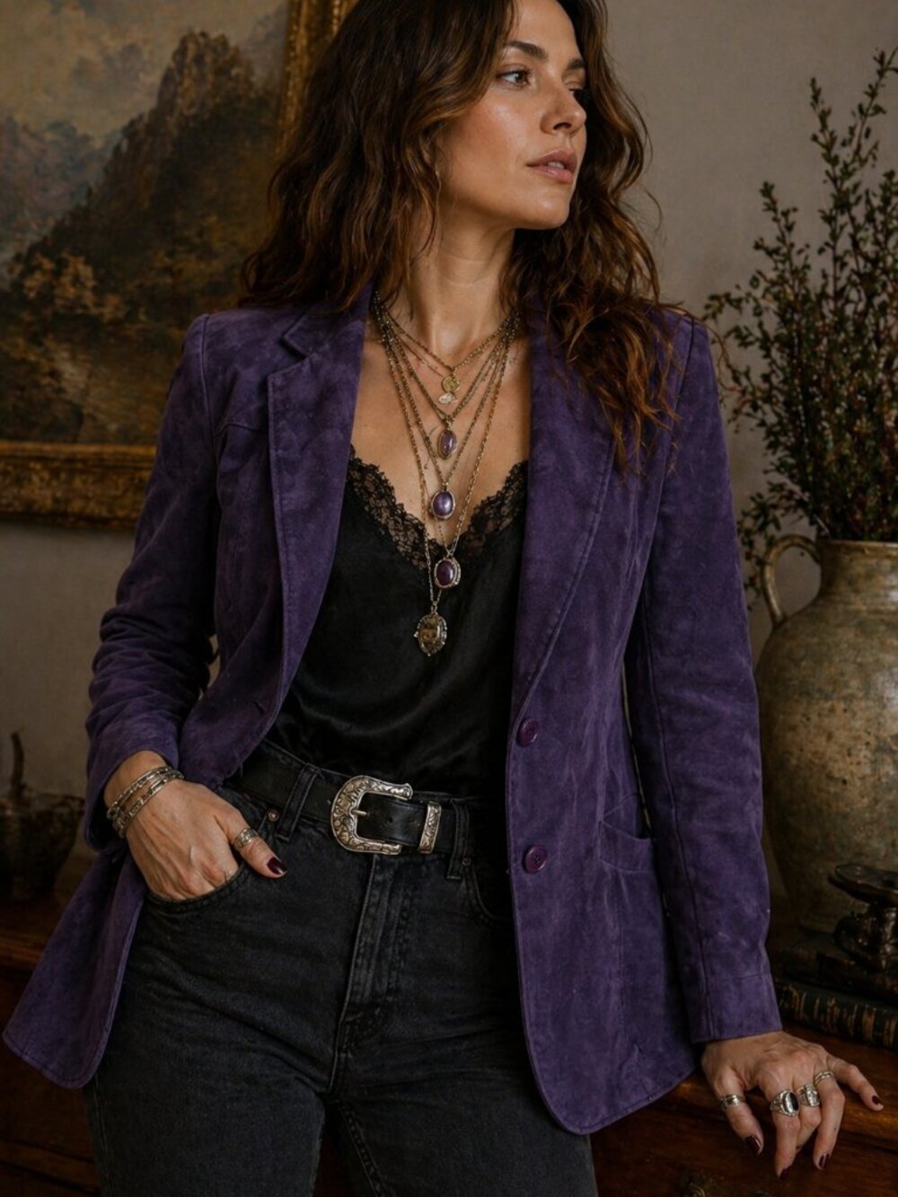 Vintage Bagatelle Purple Suede Blazer Margaret Godfrey Canada Size 8